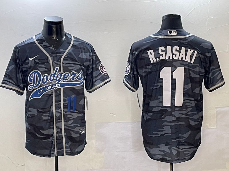 Men Los Angeles Dodgers #11 R.Sasaki Camo Joint Name 2025 Nike MLB Jersey style 2
